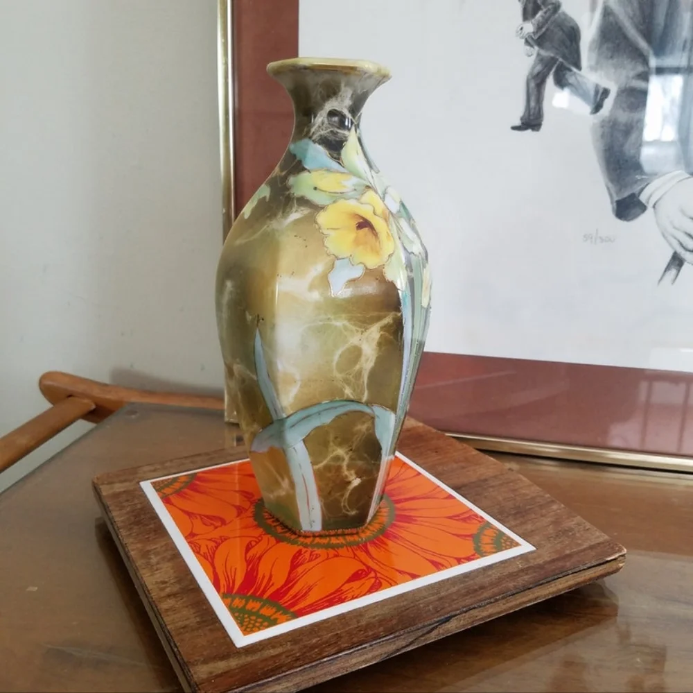 Orange Flower Ceramic and Wood Trivet - Picture 3 of 10